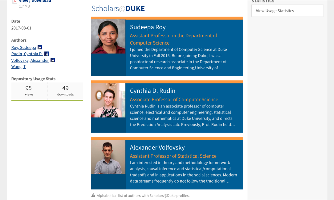 Scholars@Duke multiple author profiles in DukeSpace