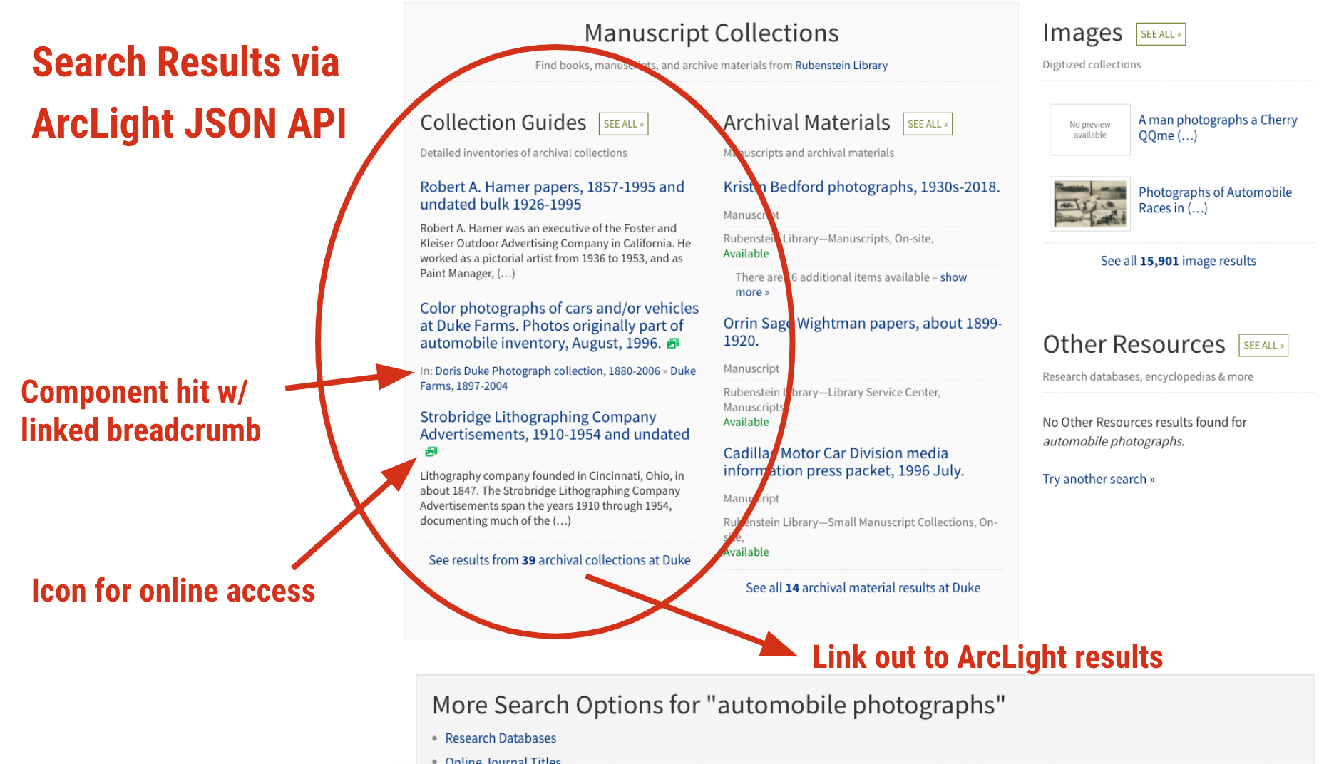 ArcLight search results presented in Bento search UI