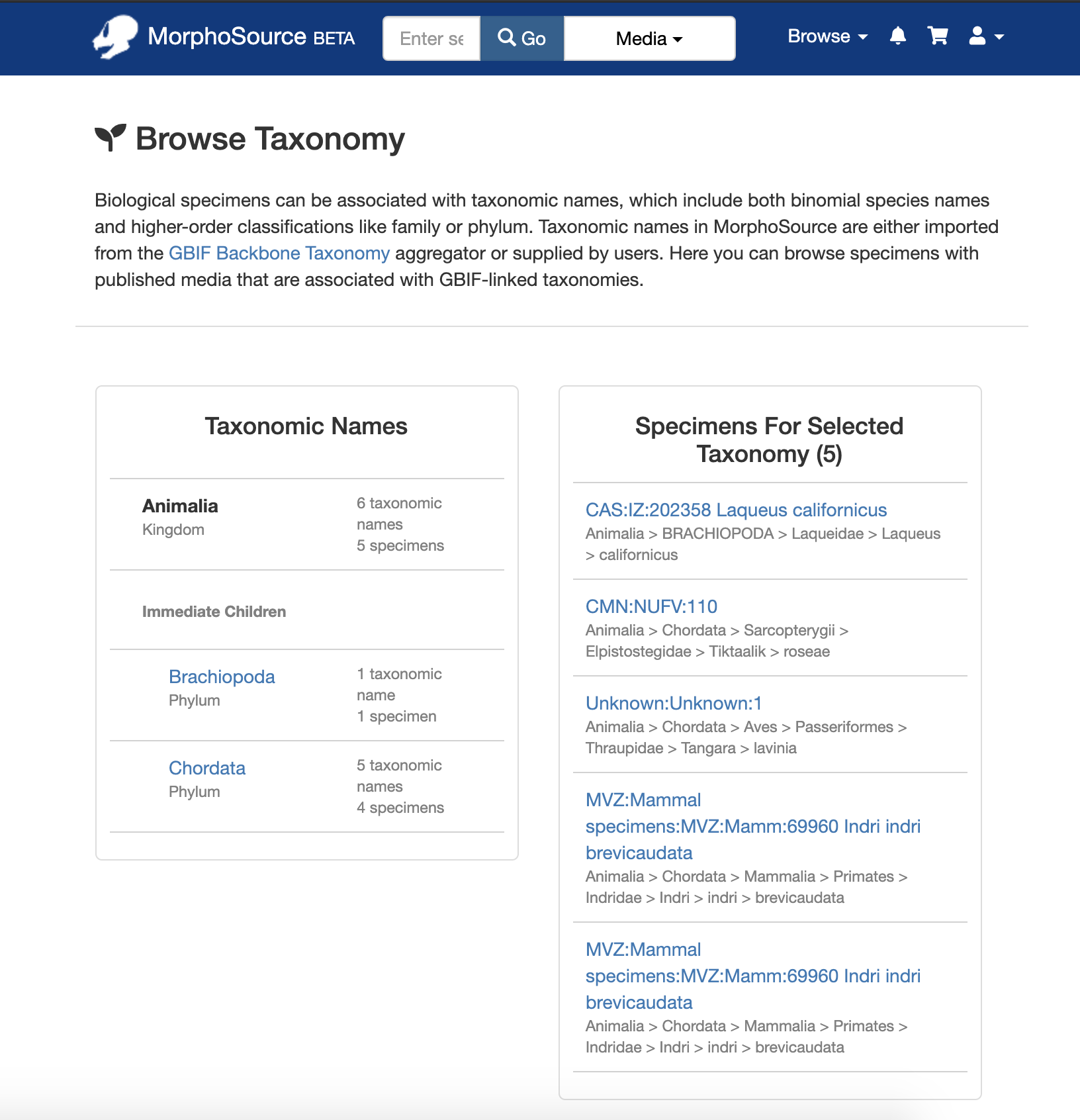 Taxonomy browse page