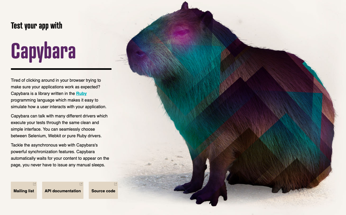 screenshot of Capybara homepage