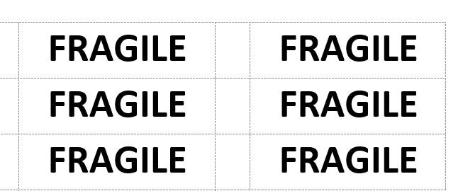Label that reads "Fragile"