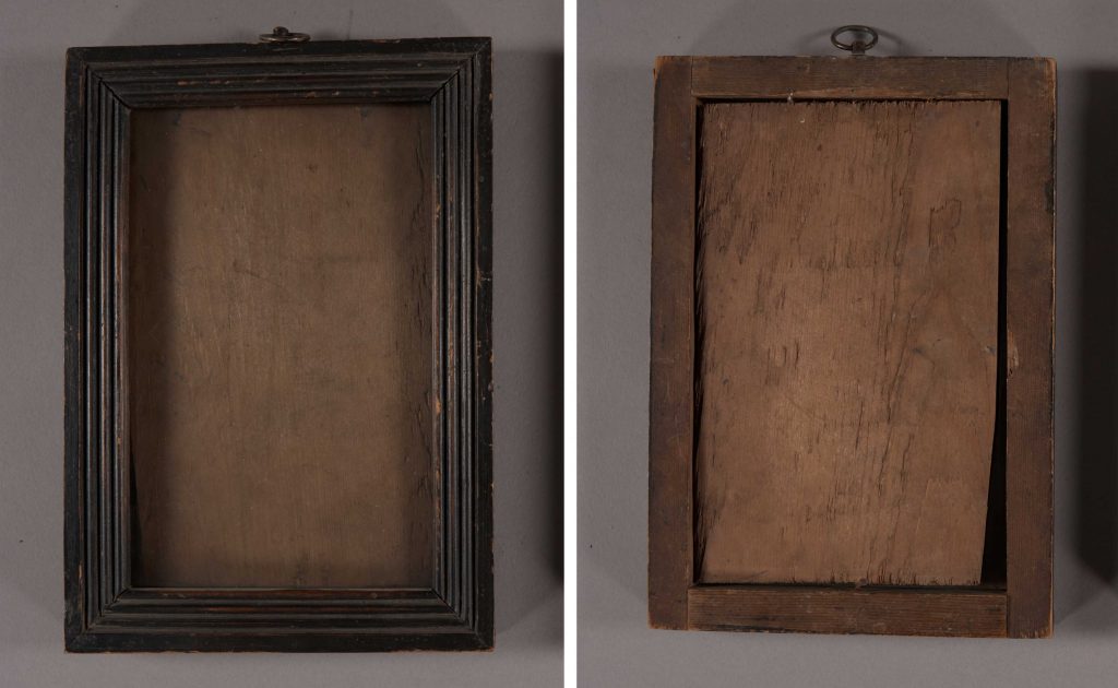front and back of empty picture frame before rehousing
