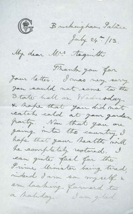 George V Letter, page one