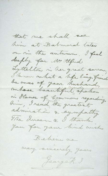 George V Letter, page two
