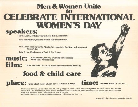 International Women's Day Flier, 1973
