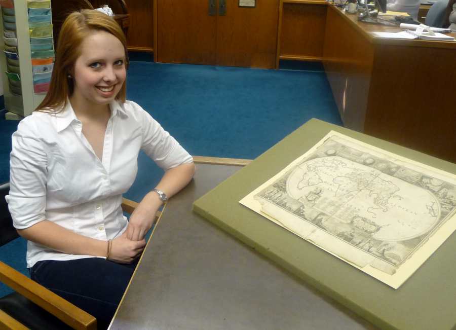 Chloe and a map from the Frank Baker Collection