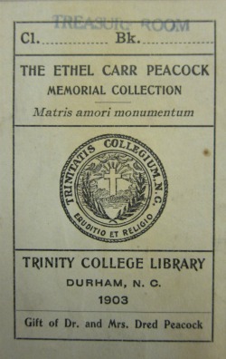Ethel Carr Peacock Memorial Collection Bookplate