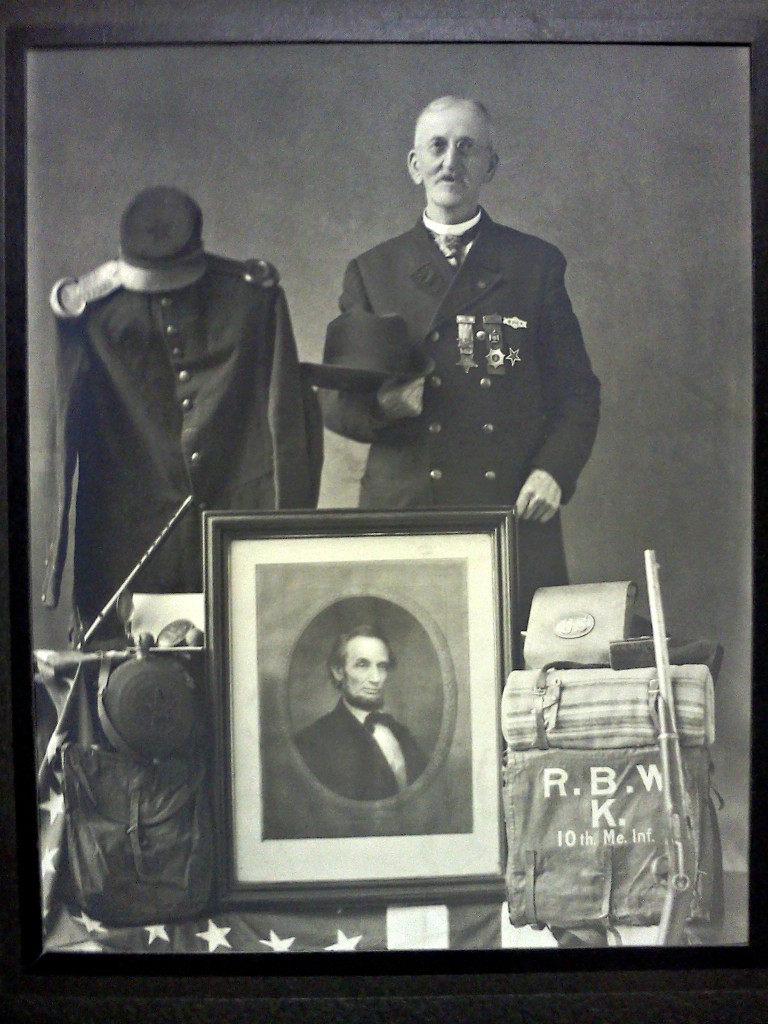 Civil War vetaran Randall B. Williams poses with his memorabilia in 1924.