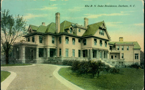 Postcard of Four Acres, the home of Benjamin Newton Duke. 