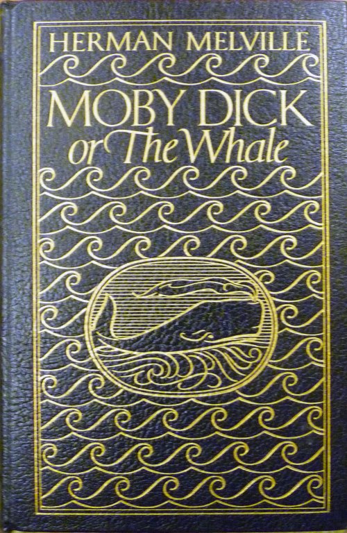 Moby-Dick in a gilded leather binding.
