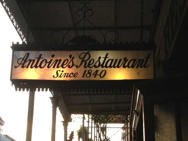 Sign for Antoine's Restaurant