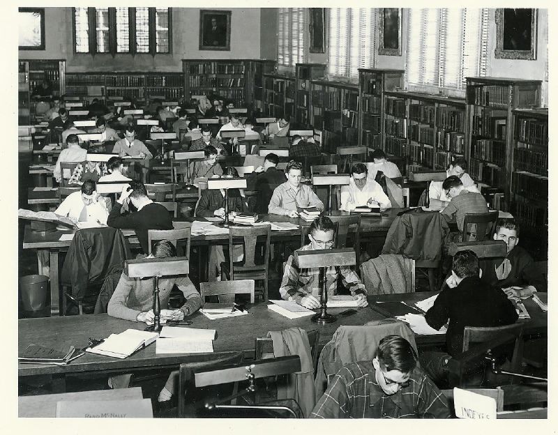 The reference room for the General Library, now known as the Gothic Reading Room.