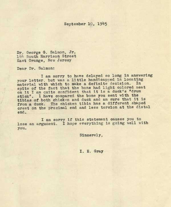 Reply from Dr. Irving Gray.