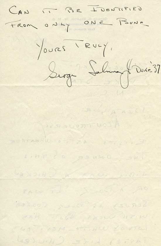 Back of Letter from Dr. George Salmon