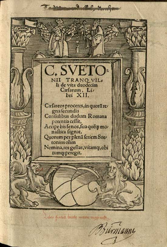 Title page of De Vita Duodecim Caesarum Libri XII