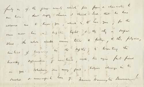Letter from Francis Warrington Dawson to Sarah Morgan, February 10, 1873. From the Dawson Family Papers.
