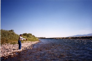 Franklin casting a line in Montana