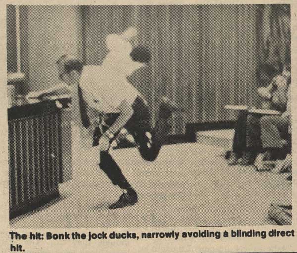 The Pie-Man's Attack. From the Chronicle, April 1, 1975.