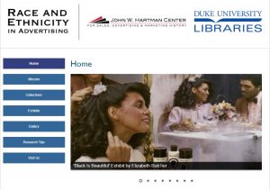 Screenshot from Race and Ethnicity in Advertising Website