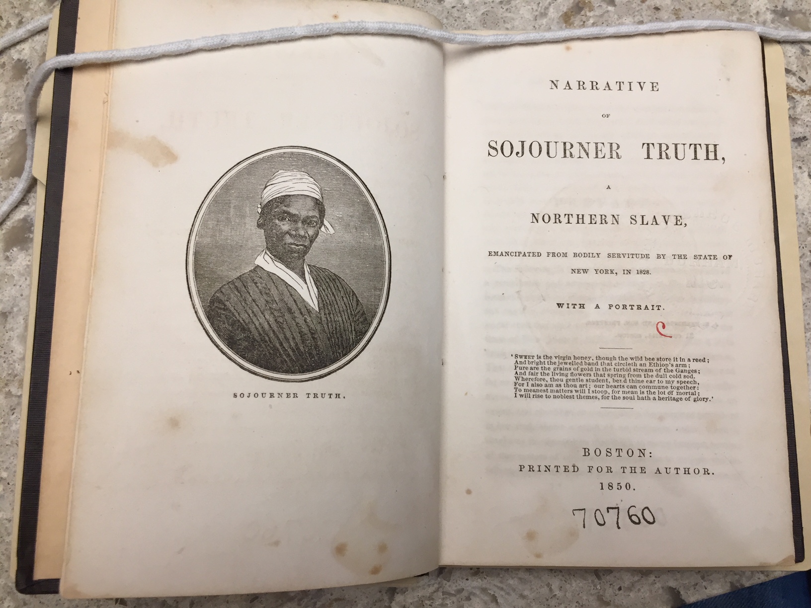 1850 edition of Narrative of Sojourner Truth