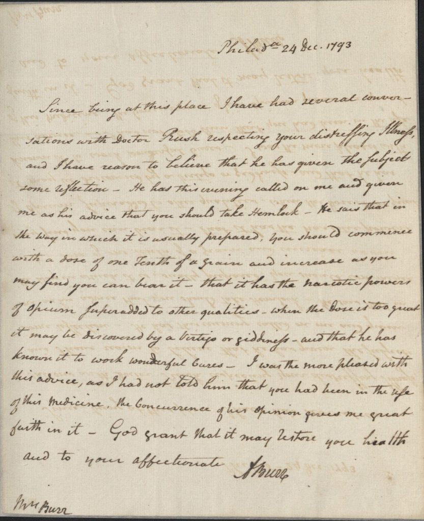 photograph of 1793 written by aaron burr to his wife