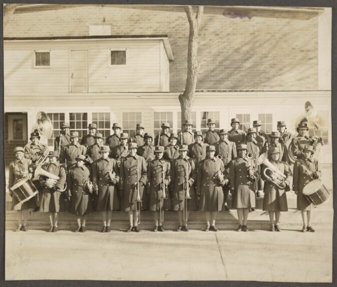 Old looking historian black and white photo looking into world war