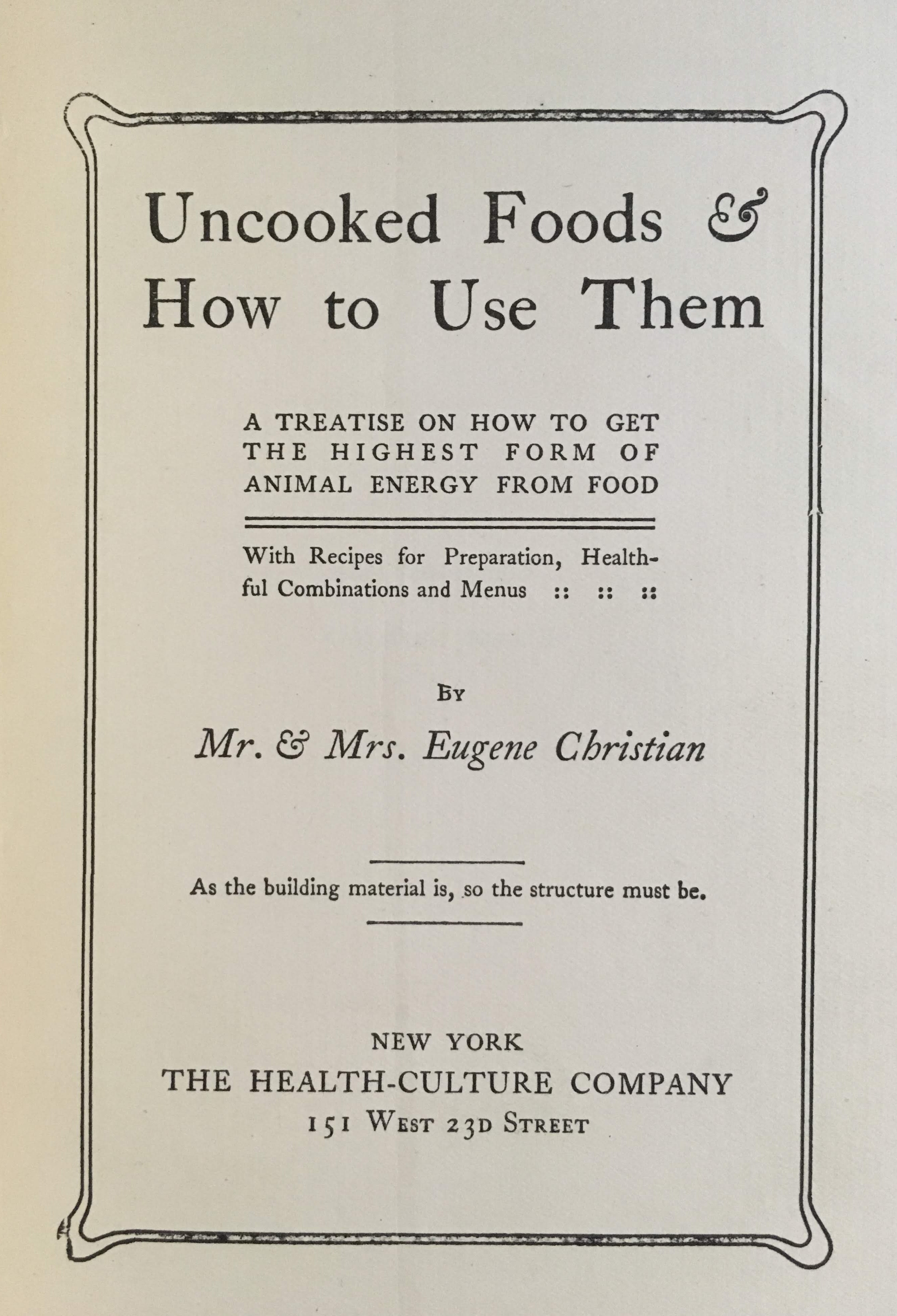 Title page of Uncooked Foods