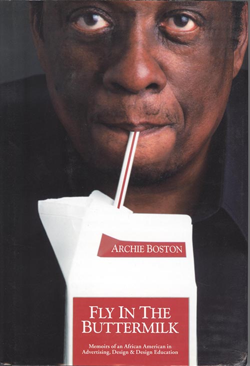 Book jacket image from "Fly in the Buttermilk," showing Mr. Boston drinking out of a milk carton through a red-and-white striped straw.