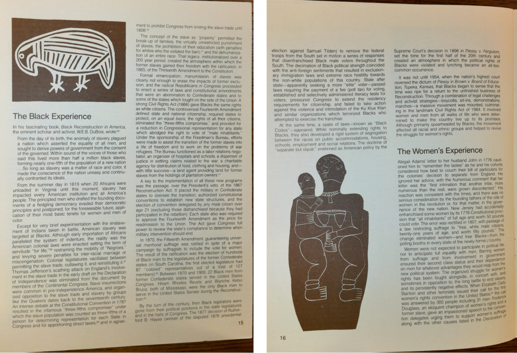pages from first issue of The Brown Pages, discussing "The Black Experience"
