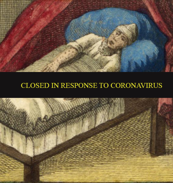 Image annoucing that exhibit was closed in response to coronavirus. 