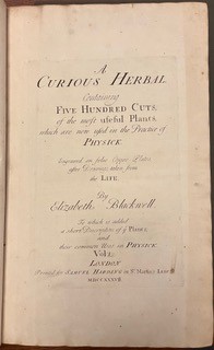 Image showing text from title page of A Curious Herbal