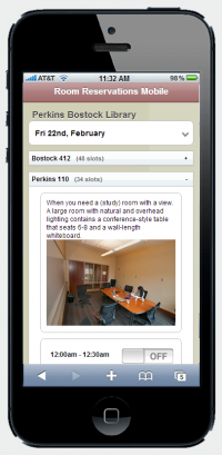 Use your phone to book a library study, and see photos of the available rooms!
