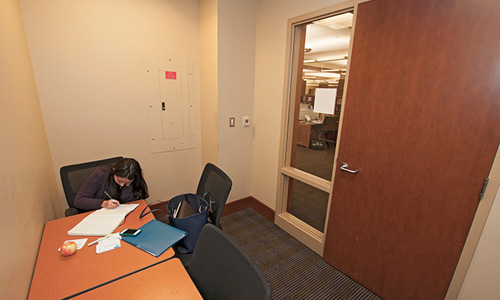The new Interview Room, Perkins 130, is equipped with a dedicated phone line.