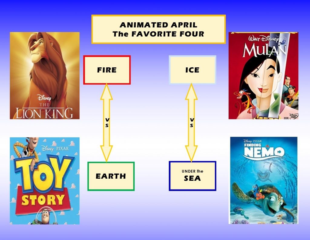Lion King, Toy Story, Mulan, Finding Nemo images