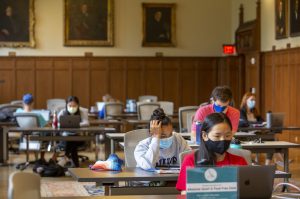 Students studying in the Gothic Reading Room.