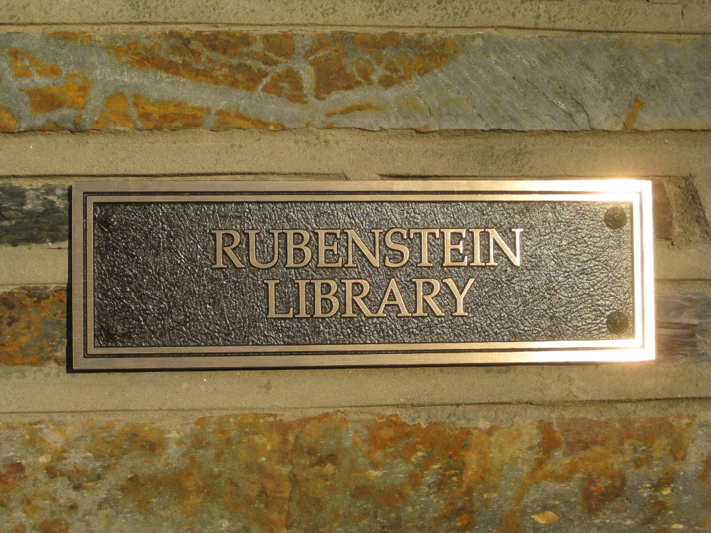 Rubenstein Library Plaque