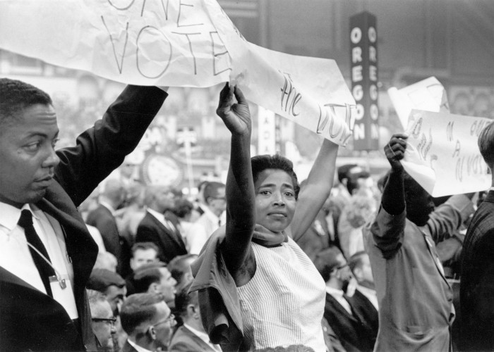 Victoria Gray of the Mississippi Freedom Democratic Party on the floor of the 1964 Democratic National Convention in Atlantic City, New Jersey. © 1976 George Ballis/Take Stock