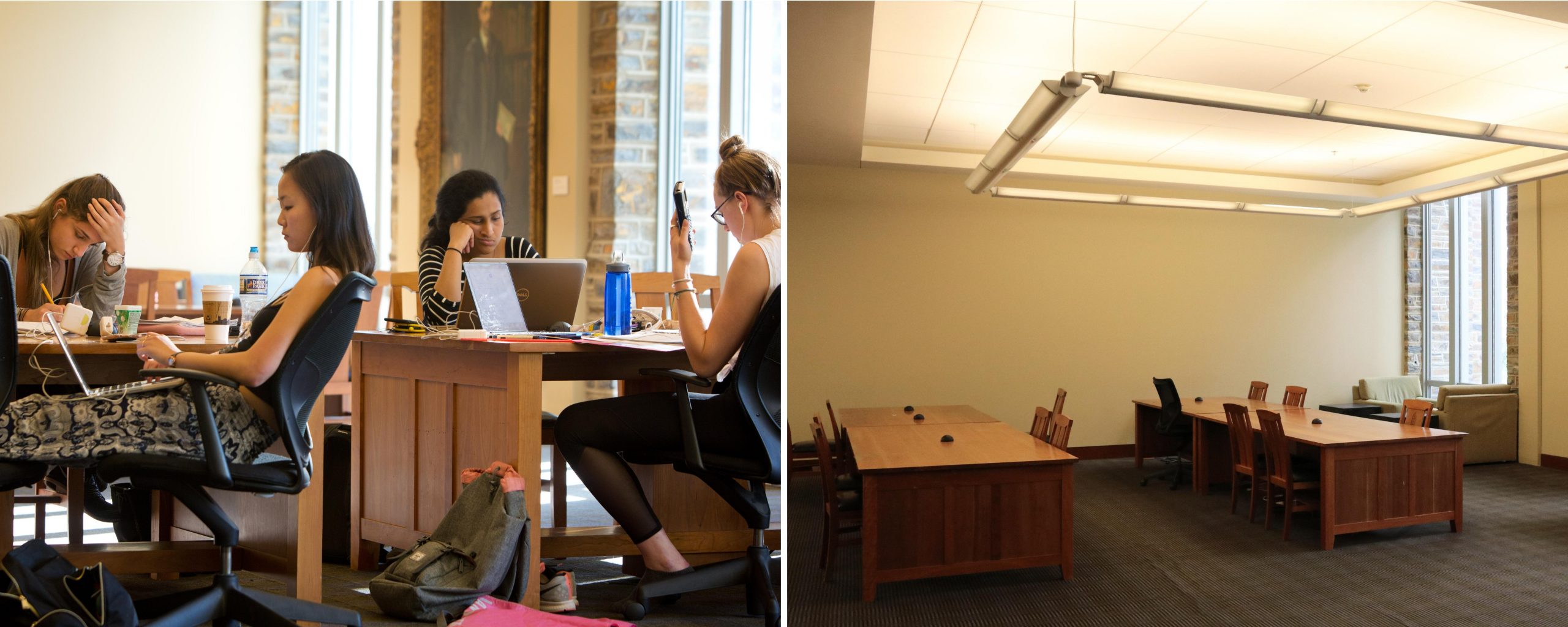 More study spaces in Perkins Library before and after