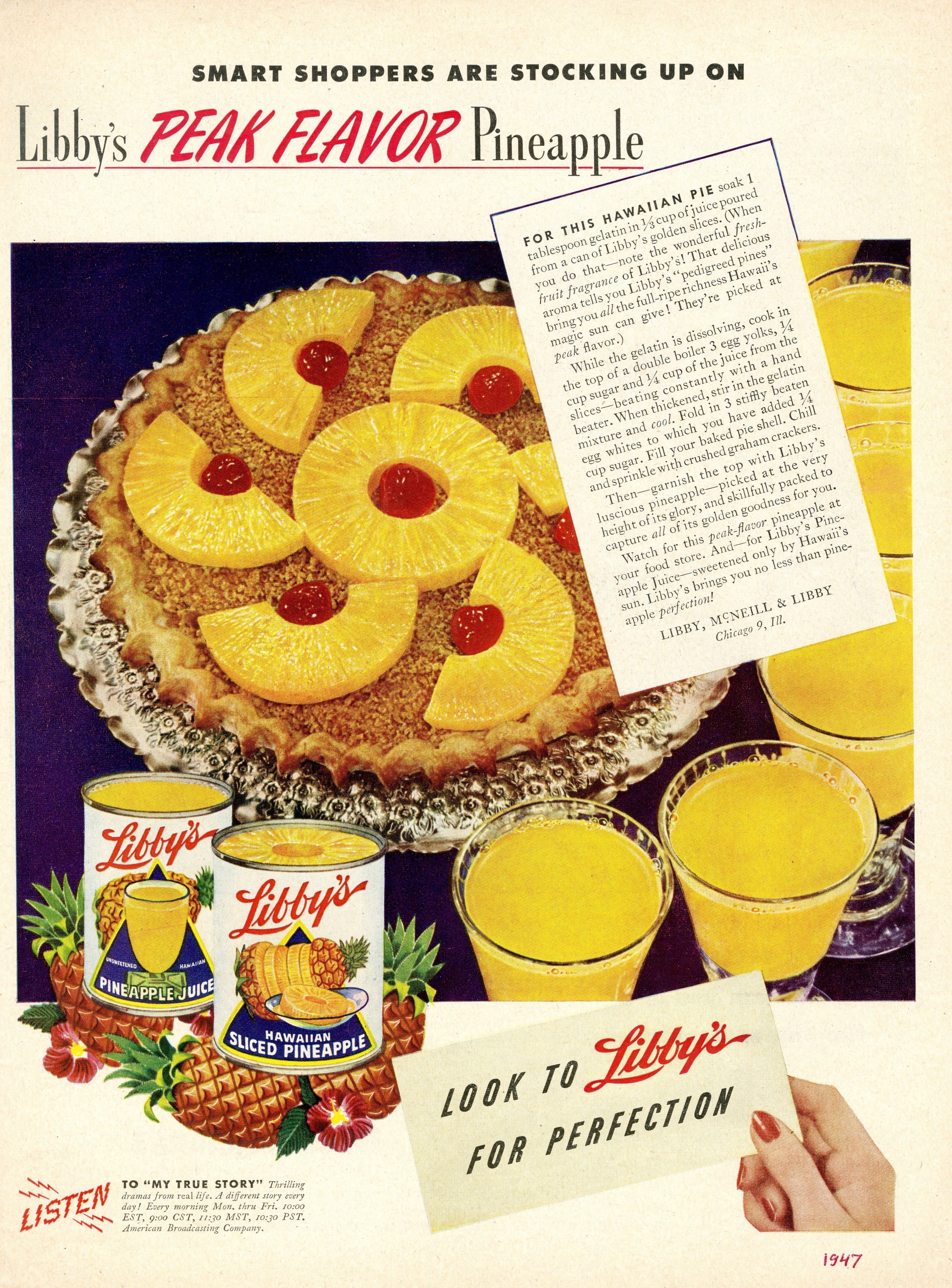 Advertisement for Libby's Pineapple, featuring pineapple upside down cake