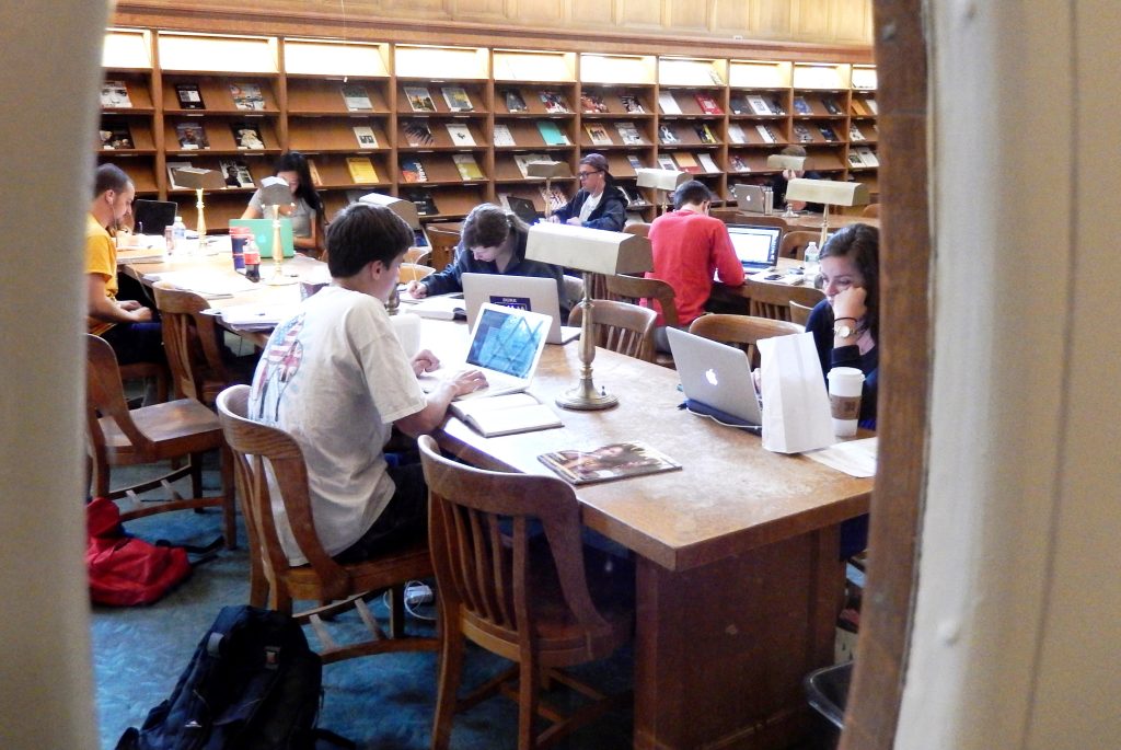 Students studying in the Lilly Reference Room