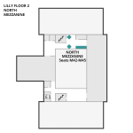 Map showing the position of the North Mezzanine in relation to the rest of Lilly Floor 2.
