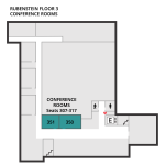 Map showing the position of the conference rooms in relation to the rest of Rubenstein Floor 3.