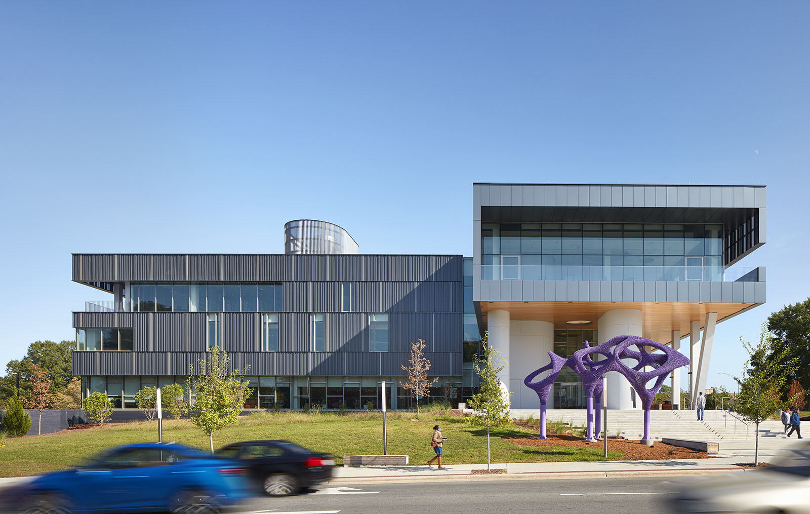 Exterior view of Durham's Main Library on Roxboro St.