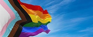 Rainbow flag flying