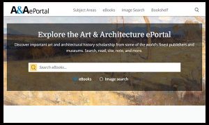 screenshot of Art & Architecture ePortal database homepage